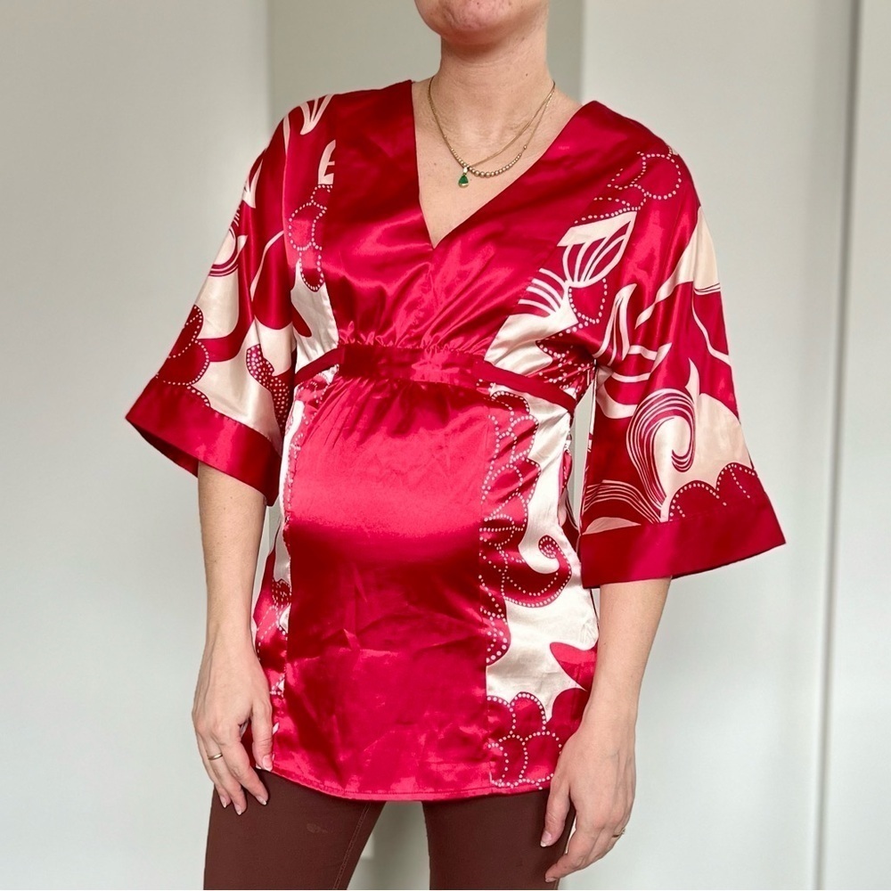 Vintage Y2K Charlotte Russe Silk Babydoll Top – 90s, 2000s, Kimono, Japanese